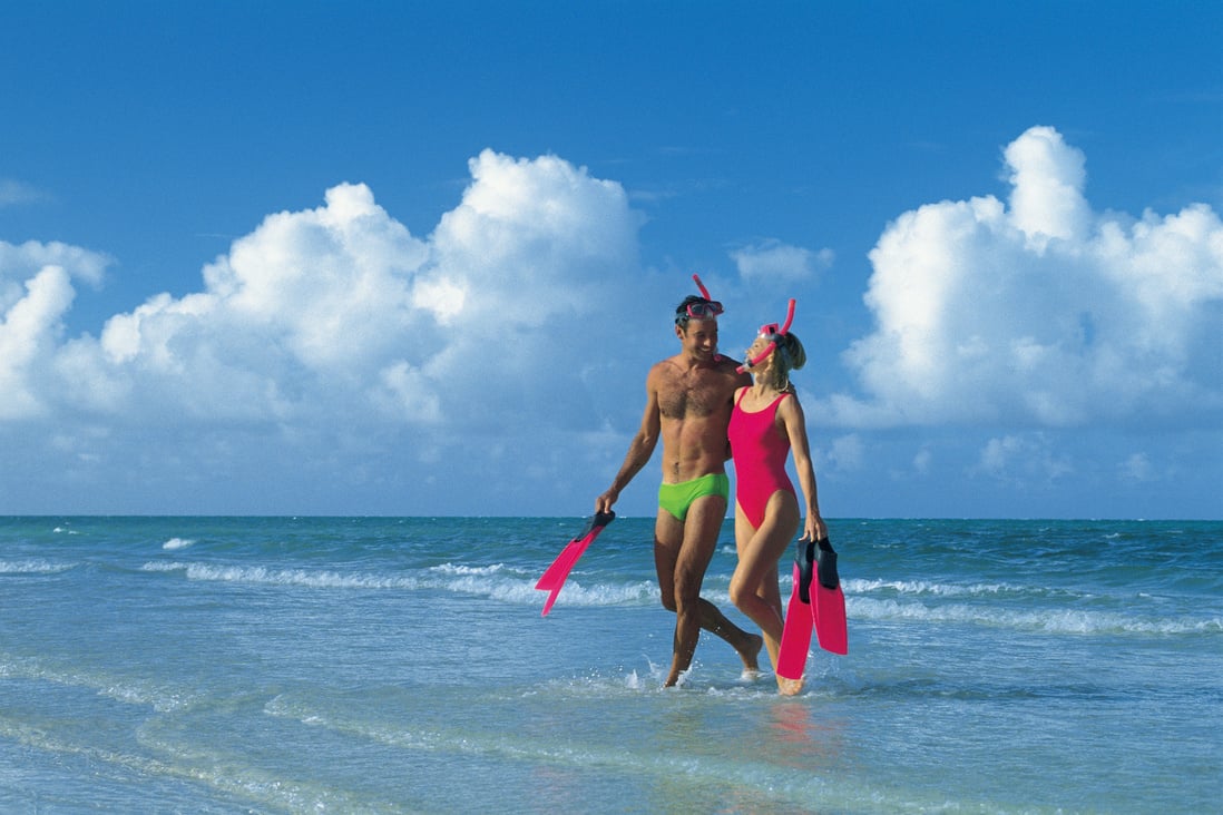 Couple with snorkel gear